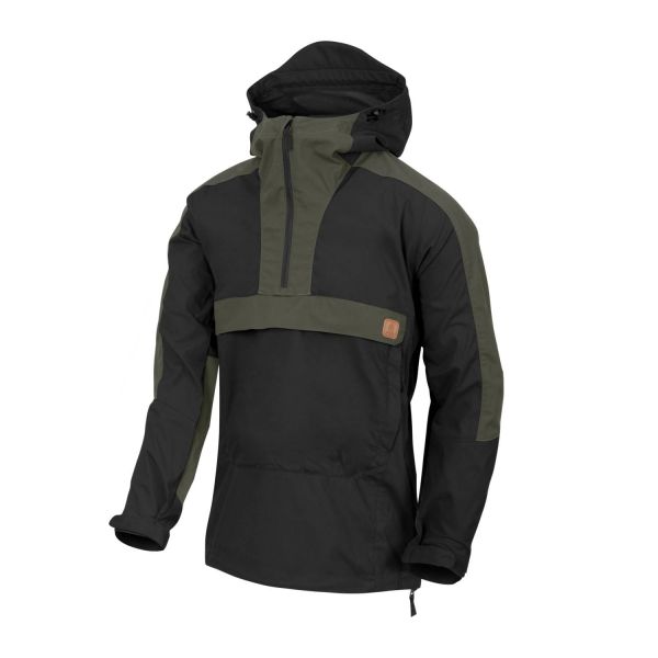 Куртка анорак WOODSMAN Helikon, цвет BLACK/TAIGA GREEN