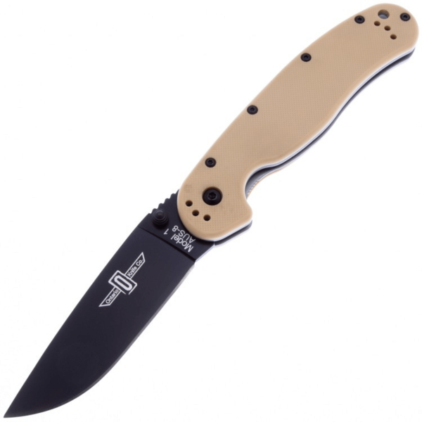 Нож Ontario RAT-1 ON8846DT сталь AUS-8 Black, рукоять Desert Tan GRN