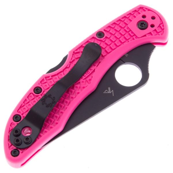 Складной нож Spyderco Delica 4 Black сталь S30V, рукоять Pink FRN