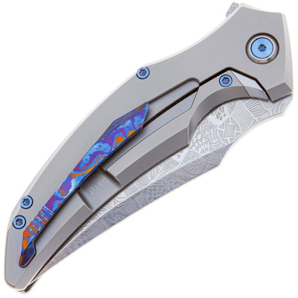 Складной нож Rike Knife S05 сталь Mosaic Damascus, рукоять Titanium/MokuTi