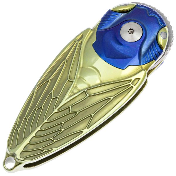 Складной нож Rike Knife Cicada сталь M390, рукоять Gold/Blue Ti