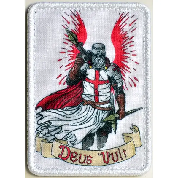 Нашивка, патч "Deus Volt, этого хочет Бог" тактическая с липучкой.
