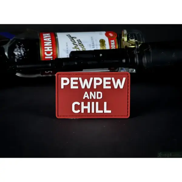 Нашивка, патч "Pew Pew and Chill" ПВХ тактическая с липучкой.