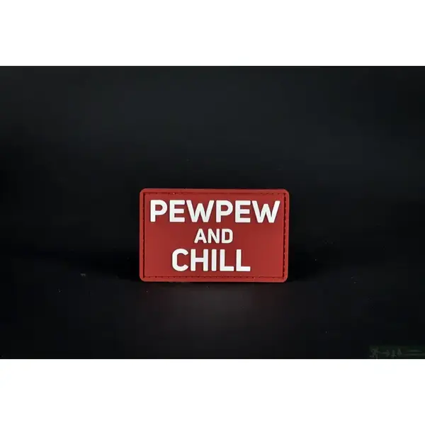 Нашивка, патч "Pew Pew and Chill" ПВХ тактическая с липучкой.