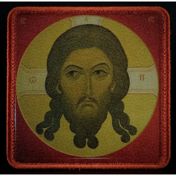 Нашивка, патч "Спас Нерукотворный, новгородская икона XII века" тактическая с липучкой.