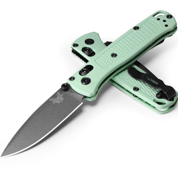 Нож складной BENCHMADE Mini Bugout, Grivory Sea Foam, S30V клинок черн.