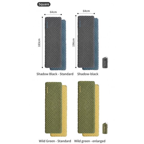 Коврик надувной NATUREHIKE TuYe 3.5 Rectangular Green