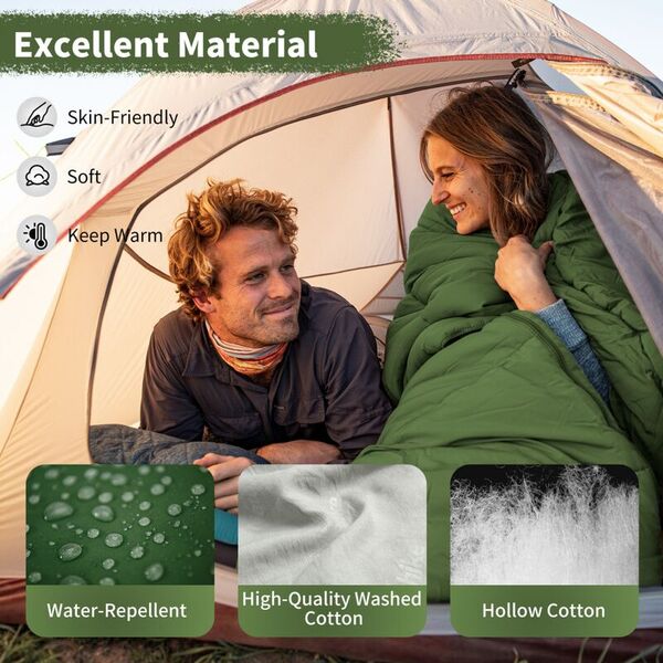 Спальный мешок NATUREHIKE F150 Envelop Cotton Green