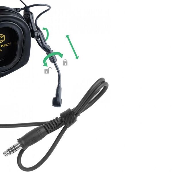 Активная гарнитура для стрельбы EARMOR M32 Plus Green с микрофоном для рации