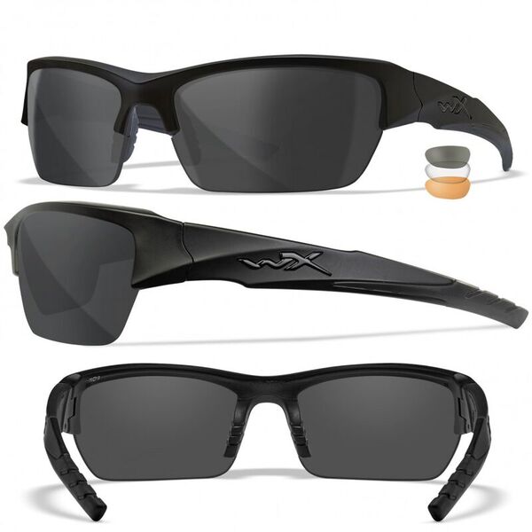 Баллистические очки для тактической стрельбы Wiley X Valor Matte Black (Clear-Grey-Rust)