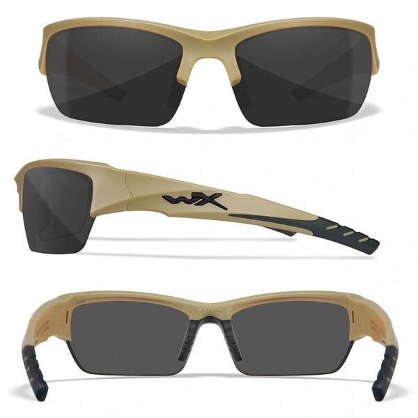 Баллистические очки для тактической стрельбы Wiley X Valor Matte Tan (Clear-Grey-Rust)