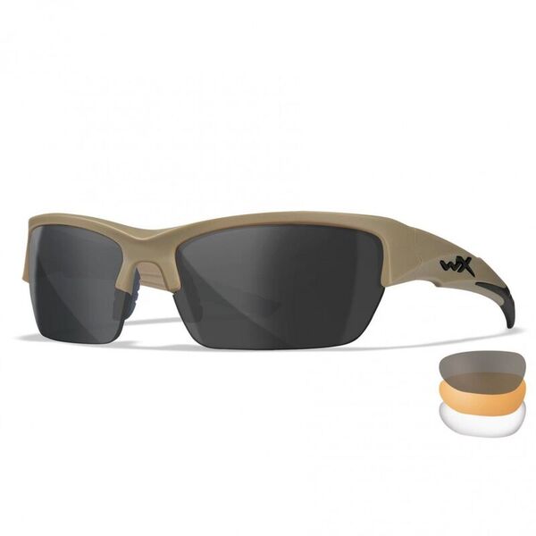 Баллистические очки для тактической стрельбы Wiley X Valor Matte Tan (Clear-Grey-Rust)