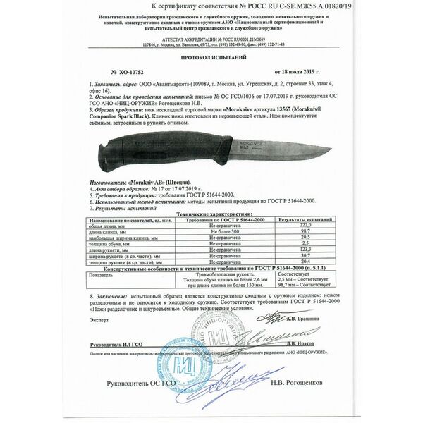 Нож с огнивом MORAKNIV Companion Spark Blue