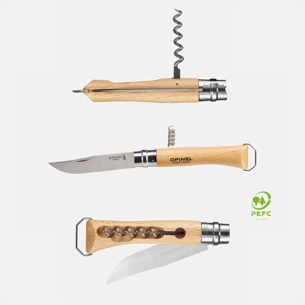 Складной нож со штопором и открывалкой бутылок Opinel Inox 10VRI