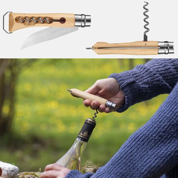 Складной нож со штопором и открывалкой бутылок Opinel Inox 10VRI