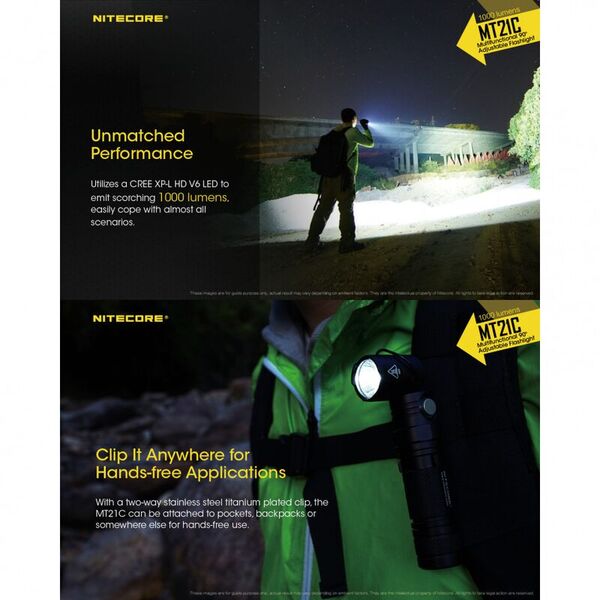 Универсальный фонарь с поворотной головой NITECORE MT21C (1000 люмен, 184 метра, 700 часов)