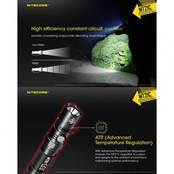 Универсальный фонарь с поворотной головой NITECORE MT21C (1000 люмен, 184 метра, 700 часов)