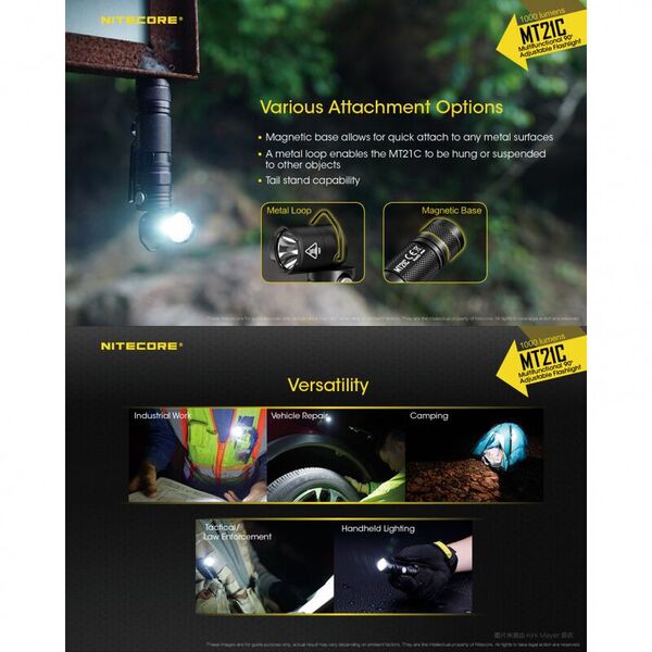 Универсальный фонарь с поворотной головой NITECORE MT21C (1000 люмен, 184 метра, 700 часов)