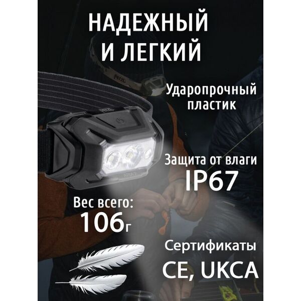Налобный тактический фонарь PETZL Aria 2 RGB Black (450 люмен)