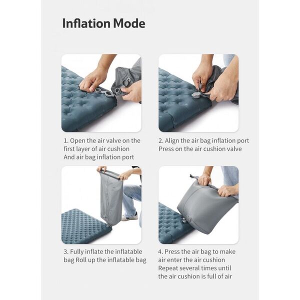 Коврик надувной NATUREHIKE TuYe 3.5 Rectangular Grey