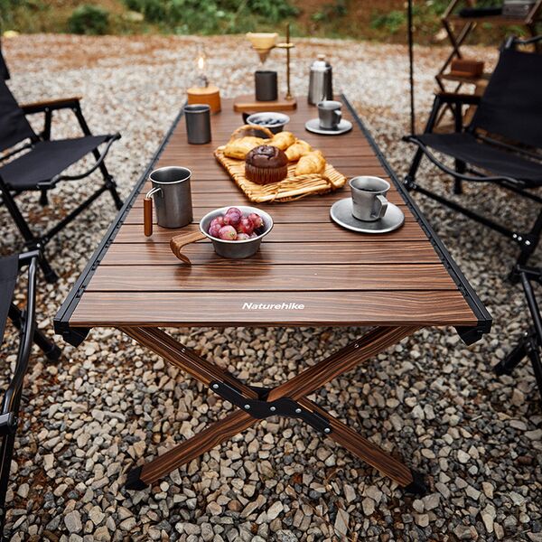Складной стол NATUREHIKE 125х60см, 8,8кг, цвет ореховое дерево