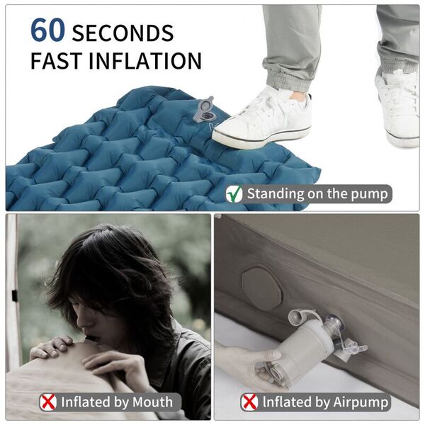 Матрас надувной с насосом NATUREHIKE FC-12 Blue