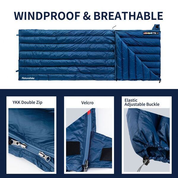 Спальный мешок NATUREHIKE Cicada Wing CW295 Blue (утиный пух)