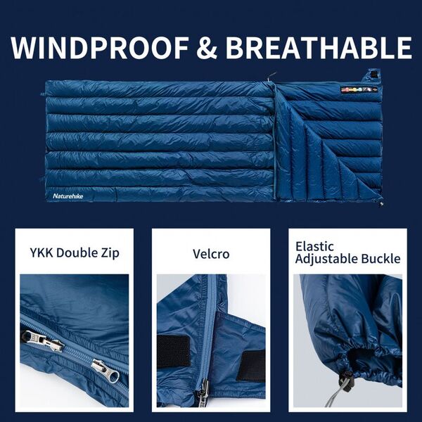 Спальный мешок NATUREHIKE Cicada Wing CW295 Blue (утиный пух)