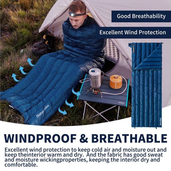 Спальный мешок NATUREHIKE Cicada Wing CW295 Blue (утиный пух)