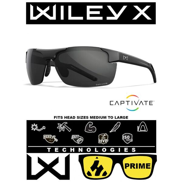 Солнцезащитные очки Wiley X Prime (Frame Matte Black, Lens Captivate Grey)