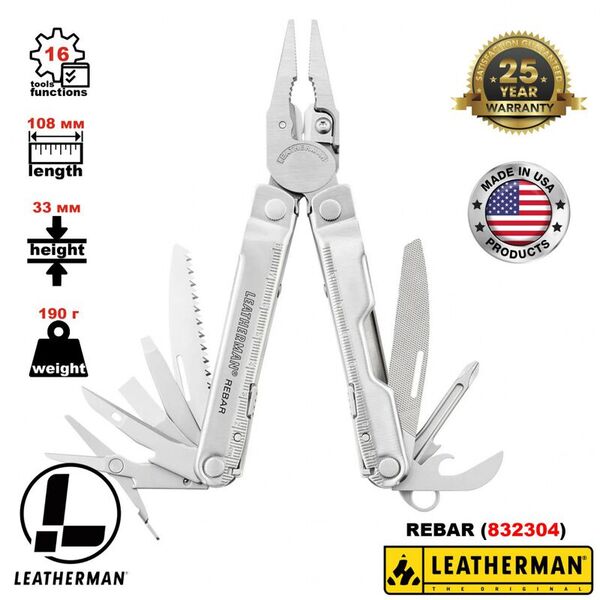 Мультитул с плоскогубцами и ножом LEATHERMAN Knifeless Rebar