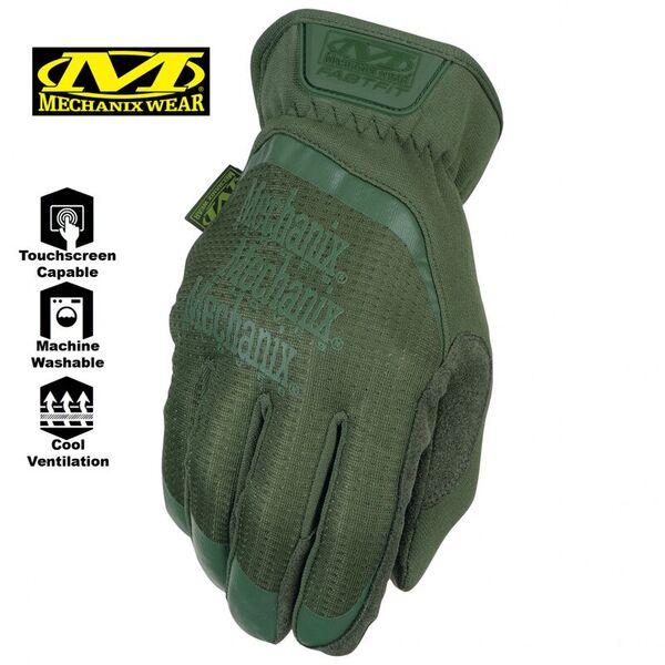 Военные перчатки с сенсорными вставками MECHANIX FastFit OD Green