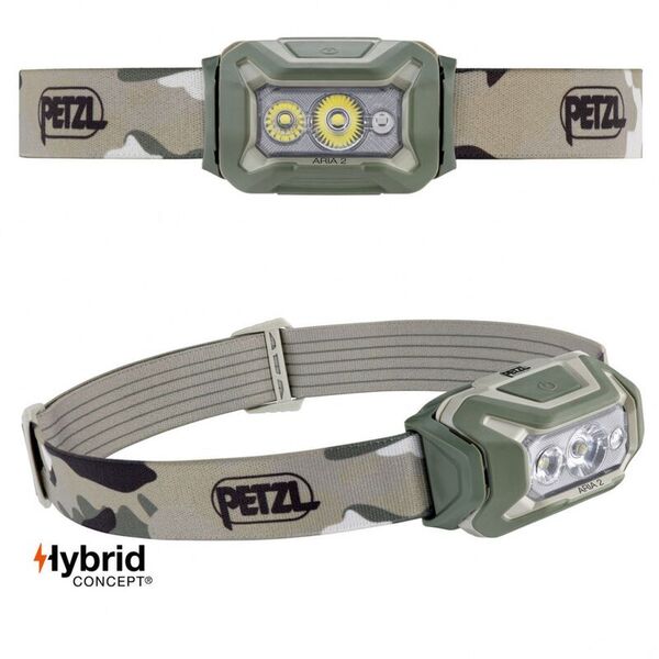 Налобный тактический фонарь PETZL Aria 2 RGB Camo (450 люмен)