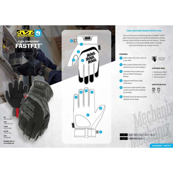 Зимние тёплые перчатки MECHANIX ColdWork FastFit с поддержкой Touchscreen