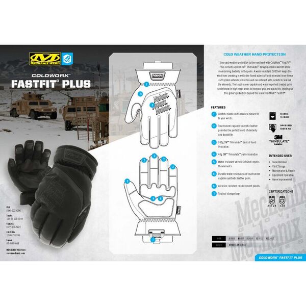Зимние тёплые перчатки MECHANIX ColdWork FastFit Plus с поддержкой Touchscreen