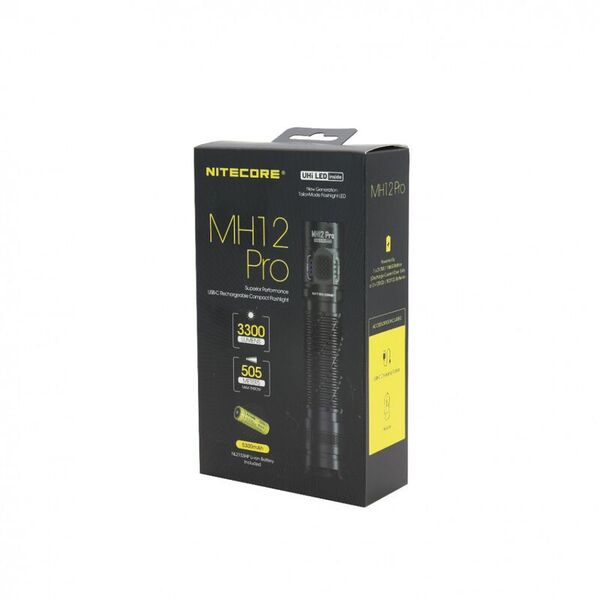 Тактический фонарь NITECORE MH12 Pro (NiteLabUHi40, 3300люмен, 505 метров, 1500часов, 21700)