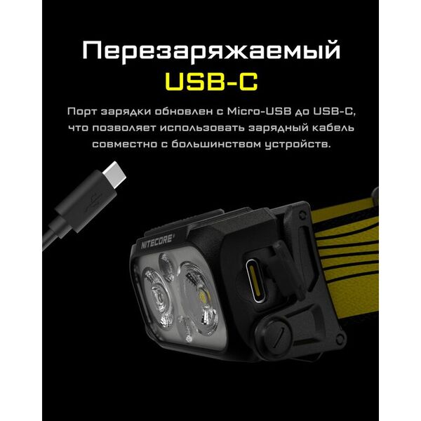 Налобный фонарь NITECORE NU25 (400 люмен, 64 метра, 45 часов, аккумулятор встроенный)