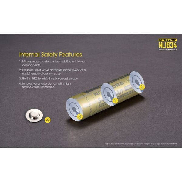 Аккумулятор NITECORE NL1834 (18650 3.7v 3400 mA)