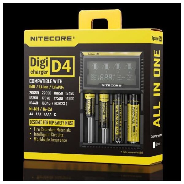 Зарядное устройство NITECORE D4 (IMR/Liion/LifeP04 26650-16340; Ni-MH/Ni-Cd AA-C)