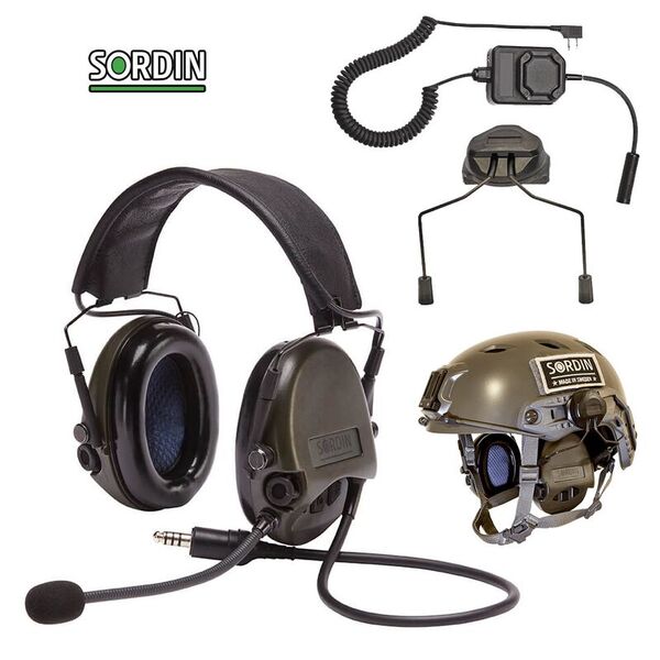 Активная гарнитура Sordin Supreme MIL CC Slim Green для раций с кнопками Push-To-Talk