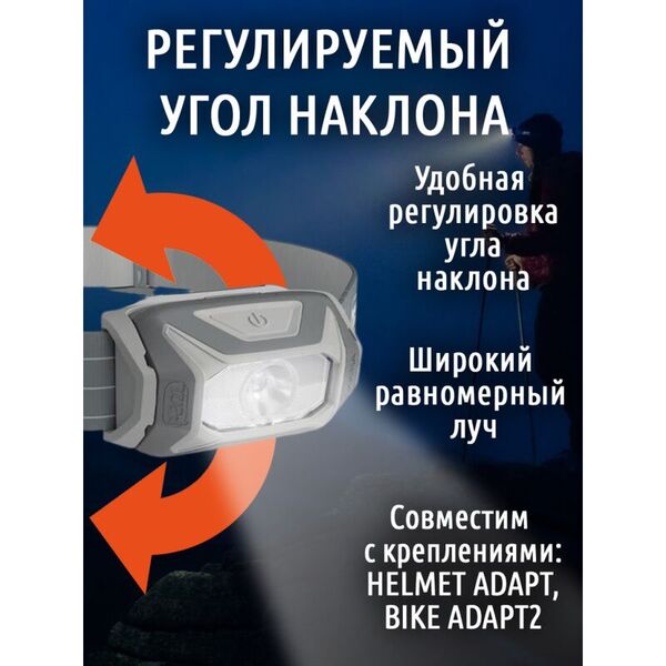 Налобный фонарь PETZL Tikka Gray с аккумулятором Core (450 люмен)