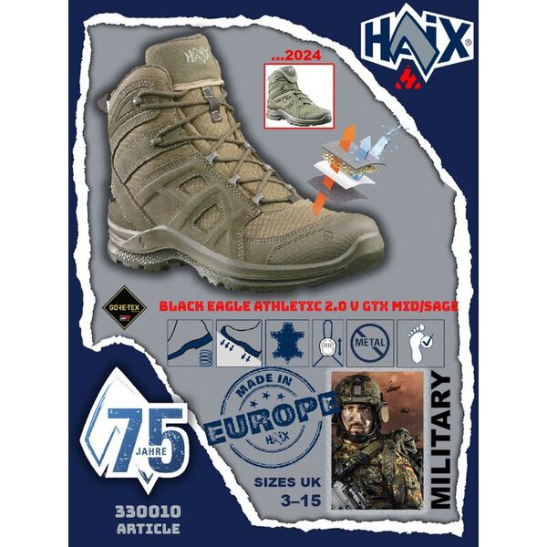 Тактические ботинки HAIX Black Eagle Athletic 2.0 V GTX Mid Sage