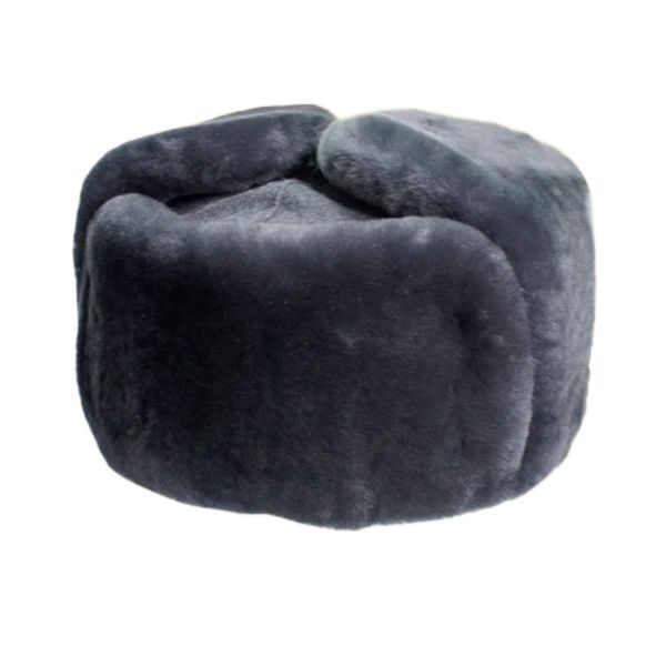 Шапка-ушанка МО из овчины серый мех, серое сукно