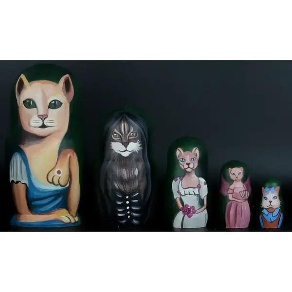 Русская авторская матрешка кошки 