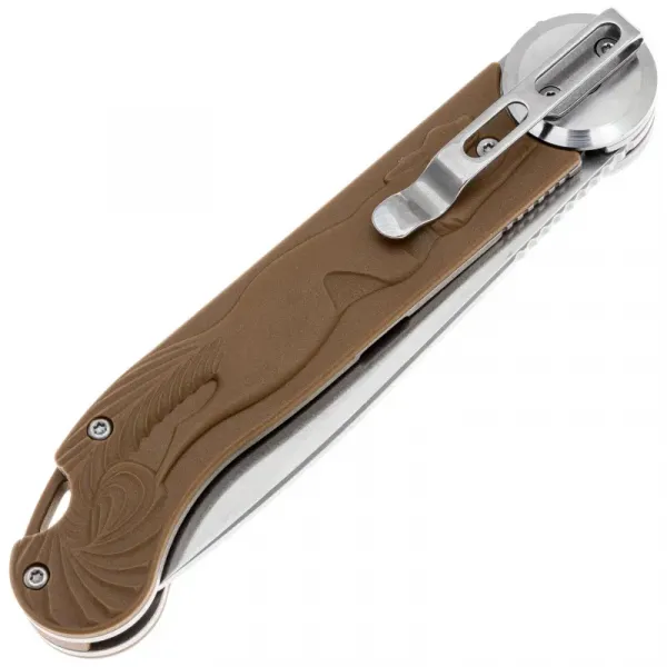 Складной нож Перемен Мысь stonewash 8Cr14MoV, рукоять Brown FRN