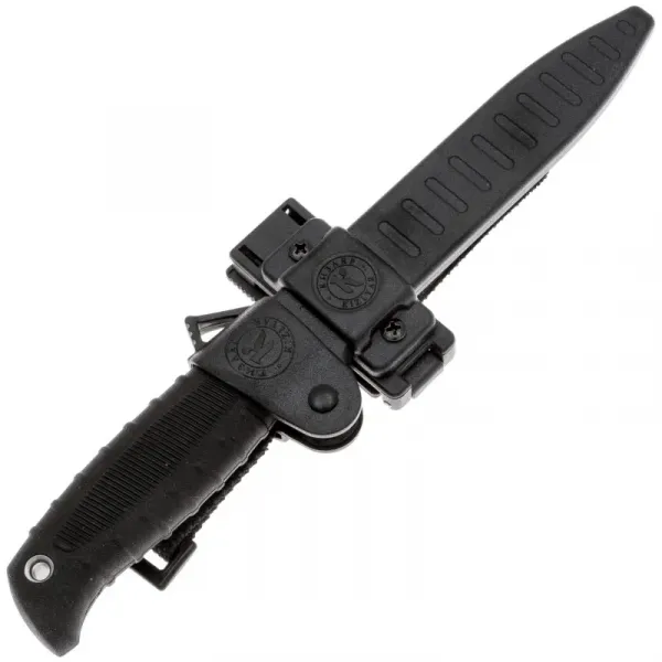 Туристический нож Кизляр Таран сталь AUS-8 черный, рукоять эластрон Черный/ножны АБС