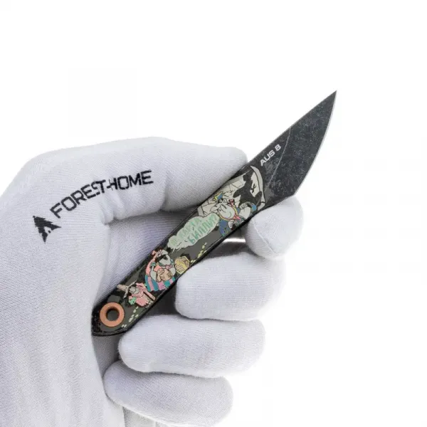 Нож N.C. Custom киридаши Остров Сокровищ blackwash сталь AUS-8