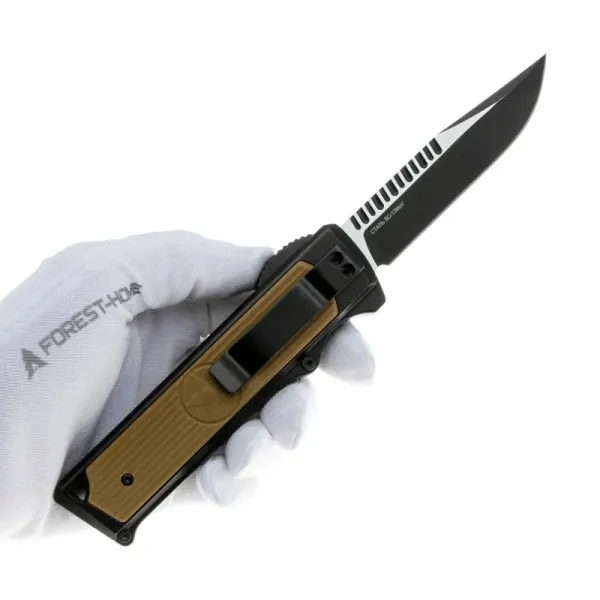 Автоматический нож Витязь ТТ сталь 8Cr13MoV рукоять Black Aluminium/Beige G10