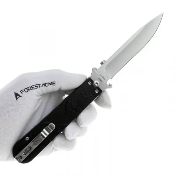 Складной нож Перемен Зубры stonewash 8Cr14MoV, рукоять Black FRN