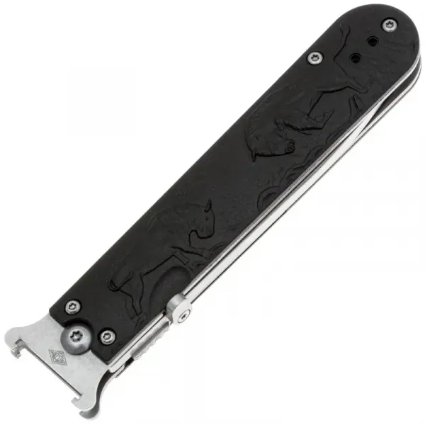 Складной нож Перемен Зубры stonewash 8Cr14MoV, рукоять Black FRN